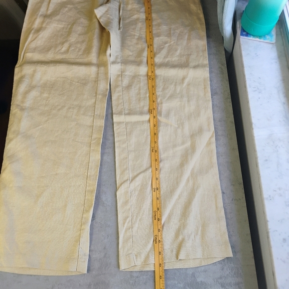 Lauren Ralph Lauren Pure Linen Wide Leg Pants Beige Lagenlook Beachy Size 14W - Picture 10 of 13